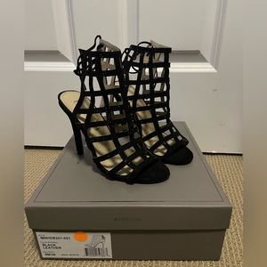 BCBG maxazria black leather heels